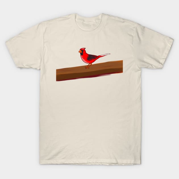 Cardinal on a branch T-Shirt by Jade Wolf Art